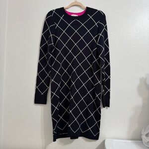Eliza J B&W Sz S Diamond Grid Pattern Sweater Dress